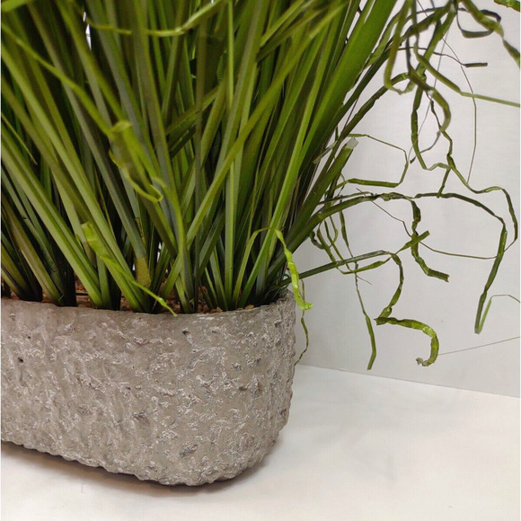 Faux Grass Center Piece Arrangement Rock Filled Cast Textured Vase 24” Tall - Picture 9 of 11
